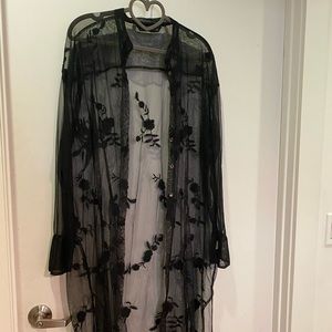Zara sheer floral duster shirt dress